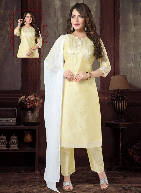 N F CHURIDAR 33 Designer Fancy Festive Wear Latest Readymade Salwar Suit Collecion N F C 706 YELLOW